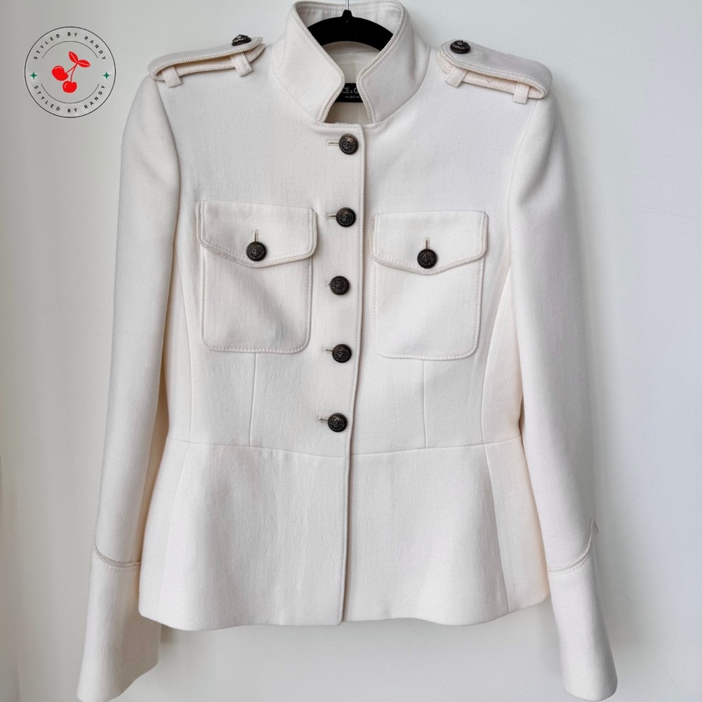 Dolce & Gabbana Wool Jacket with Military Buttons in White